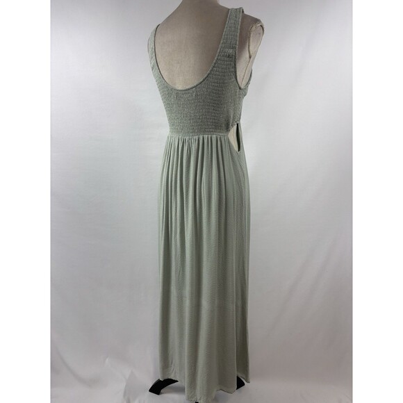 Saltwater Luxe Anthropologie Lilian Cut Out Maxi Dress Sage Green Medium Smocked - Picture 6 of 16